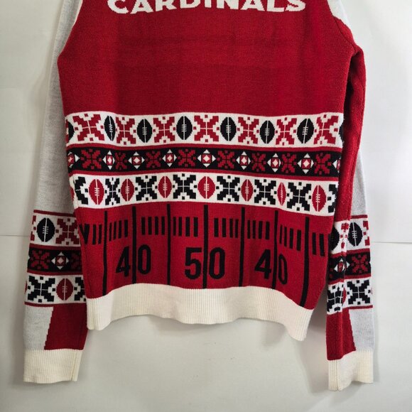 NFL Team Apparel Mens L Arizona Cardinals Light Up Long Sleeve Sweater Red White - Picture 10 of 17